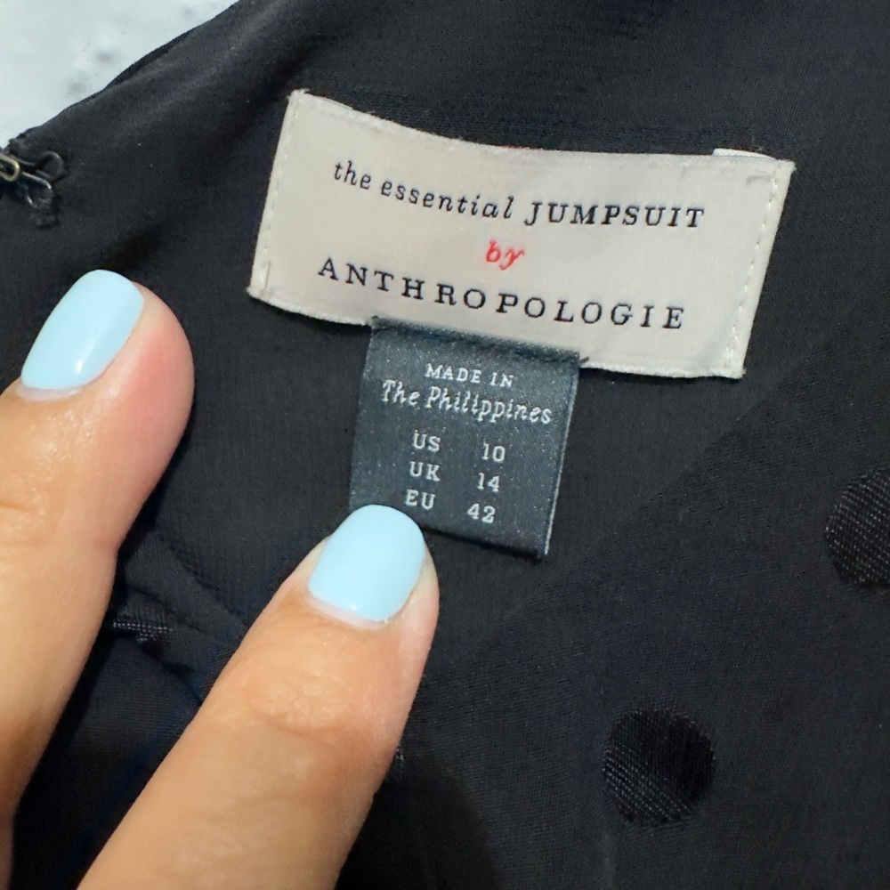 Anthropologie Black Polka Dot Essential Jumpsuit